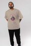 Gigante Fleur Anime Front Printed Beige Oversize t-shirt Men Women - 6