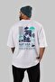 Katana Back Printed White Oversize T-shirt Unisex Men's Women's Crew Neck - 3