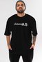 Hallederiz A.Ş Front Printed Black Oversize T-shirt Men's Women's Crew Neck
