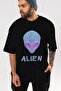 Alien Front Printed Black Oversized t-shirt Unisex Men Women Crew Neck - 3