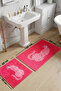 Pinoleo 2-Piece Bath Mat , Non-Slip Sole Piece, Washable 60X100 50X60 cm - 2