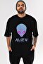 Alien Front Printed Black Oversized t-shirt Unisex Men Women Crew Neck - 6