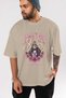 Gigante Fleur Anime Front Printed Beige Oversize t-shirt Men Women - 5