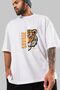 Savage Brooklyn Lettered Front Printed White Oversize T-shirt Men's Women's Crew Neck - 3