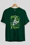 ZORO-ONE PIECE (2) Anime Front Printed Emerald Green Oversize t-shirt Men Women - 2