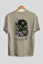 Zoro-ONE PIECE Anime Back Printed Beige Oversize t-shirt 100% cotton Men Women - 2