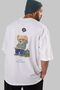 Teddy Bear Just Stay Curious Back Printed White Men's Women's Crew Neck Oversize T-shirt - 6