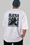 Arm Wrestling Back Printed White Oversize T-shirt Unisex Men's Women's Crew Neck - 4