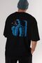 Drinking Coffee Back Printed Black Oversize T-shirt Unisex Men's Women's Crew Neck - 5