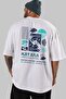 Katana Back Printed White Oversize T-shirt Unisex Men's Women's Crew Neck - 4