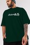 Hallederiz A.Ş Front Printed Emerald Green Oversize T-shirt Men's Women's Crew Neck - 3