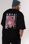 Anya SPYX FAMILY Anime Back Printed Black Oversize t-shirt Men Women - 6