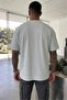 Men's Oversize Wide Cut 100% Cotton Thick Textured Basic Crew Neck Gray T-Shirt - 4