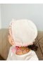 New Model 100% Organic Cotton Muslin Guipure Detailed Powder Pink Baby Mevlüt Evening Dress Hat - 5