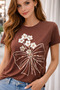 Large Size Flexible Fabric Crew Neck Front Printed Blouse