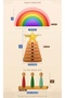 Educational Wooden Toy Ring Tower Rainbow Peg Doll Mini Size Matching Set of 6 - 7