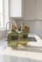 Green 2-Piece Glass Soap Dispenser/Detergent Dispenser, 500 Ml, with Gold Color Metal Stand, 21.5X9X23 cm - 4
