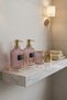 Pink 2-Piece Glass Soap Dispenser/Detergent Dispenser, 500 Ml, with Gold Color Metal Stand, 21.5X9X23 cm - 6