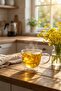 Yellow Floral Double Walled Glass Mug, 350 Ml, 11 cm X 8 cm - 3
