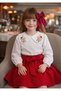 Girl's Red Skirt and White Embroidered Shirt Set |   Stylish Combination |   Special Day & Holiday 2-Piece Set - 8