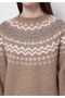 Regular Fit Turtle Neck Printed Women's Beige Sweater - 4