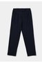 Regular Fit High Waist Straight Leg Women's Navy Blue Trousers - 6