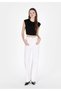 Regular Fit High Waist Wide Leg Women's White Jean Trousers