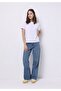 Regular Fit Round Neck Embroidered Women's White Short Sleeve T-Shirt - 3