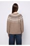 Regular Fit Turtle Neck Printed Women's Beige Sweater - 2