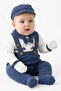 Baby Boy White Navy Car Patterned Baby Collared 5-Piece Hospital Discharge Set