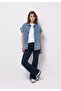 Regular Fit Mid Waist Bootcut Women's Navy Blue Jean Trousers