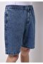 Regular Fit Mid Waist Straight Men's Indigo Jean Shorts - 4