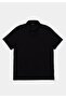 Regular Fit Polo Neck Plain Men's Black Short Sleeve T-Shirt - 5