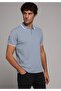 Regular Fit Polo Neck Plain Men's Blue Short Sleeve T-Shirt