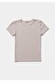 Slim Fit Round Neck Plain Women's Stone Short Sleeve T-Shirt - 5