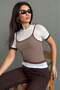 Brown Striped Double Look Women's T-Shirt Mg2699 - 2