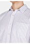 Regular Fit Shirt Neck Striped Men's Navy Blue Long Sleeve Shirt - 4