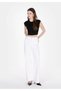 Regular Fit High Waist Wide Leg Women's White Jean Trousers - 3