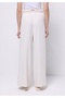 Regular Fit High Waist Wide Leg Waist Lace Detailed Women's Ecru Trousers - 2