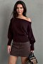 Brown Ribbed Asymmetrical Cut Women's Sweater Mg2744