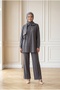 Sude Shoulder and Front Stitched Half-Zipper Trousers Set-Mf1845 Anthracite