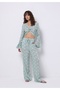 Regular Fit High Waist Wide Leg Women's Green Trousers - 3