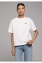 Boyfriend Fit Round Neck Embroidered Women's White Short Sleeve T-Shirt