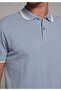Regular Fit Polo Neck Plain Men's Blue Short Sleeve T-Shirt - 4