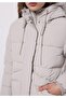 Regular Fit Hooded Zippered Lined Water Resistant Women's Stone Coat - 4