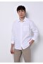 Relaxed Fit Shirt Neck Plain Men's Linen Blended White Long Sleeve Shirt