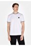 Regular Fit Round Neck Cotton of Jacquard Men's White Short Sleeve T-Shirt