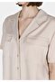 Regular Fit Shirt Neck Plain Women's Beige Short Sleeve Shirt - 4