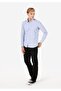 Slim Fit Shirt Neck Men's Blue Long Sleeve Shirt - 3