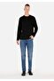 Regular Fit Round Neck Knitted Jacquard Men's Black Long Sleeve T-Shirt - 5